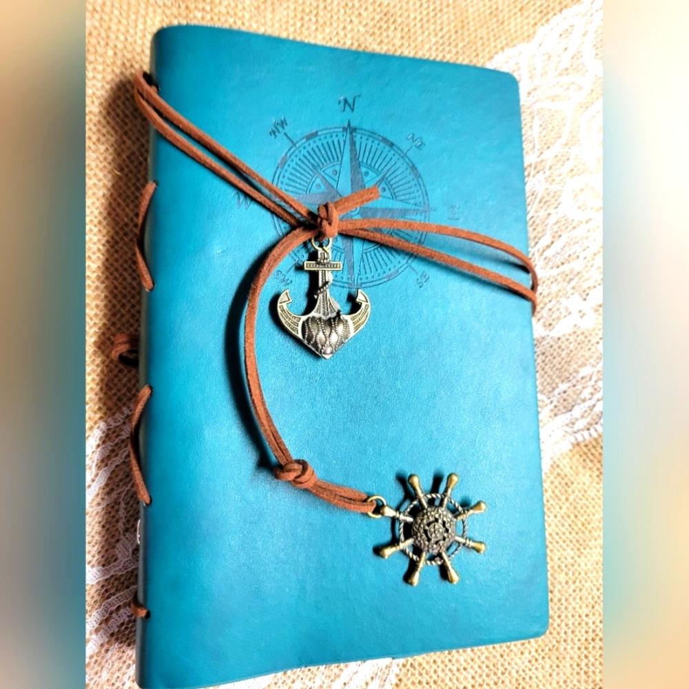 Faux leather blank journal teal color 7×5